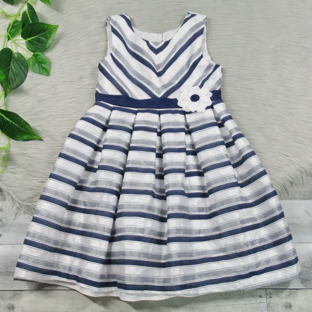 JONA MICHELLE Sleeveless Ribbon Striped  Special Occasion Dress Girls Size 6